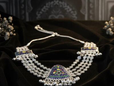 Aipan Phool Necklace – Traditional Silver Floral Necklace | Kanchi Silver