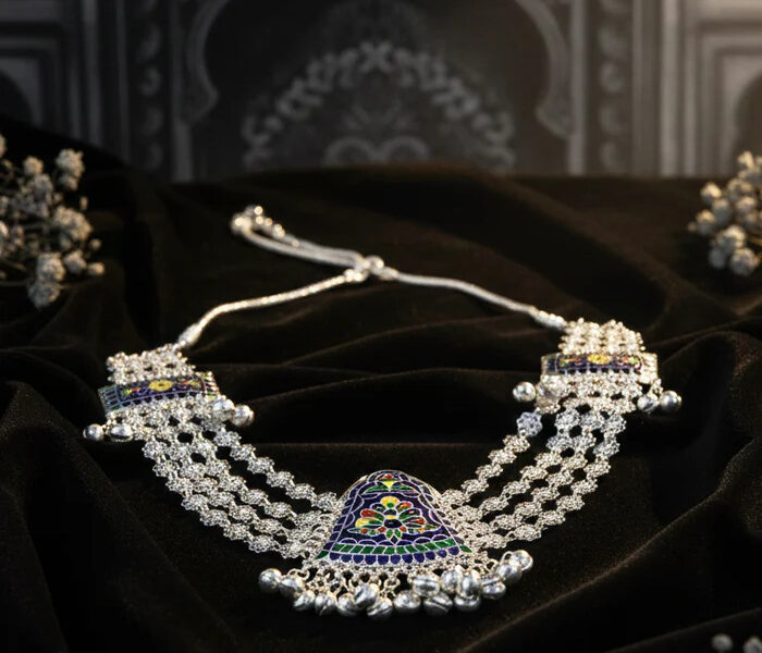 Aipan Phool Necklace – Traditional Silver Floral Necklace | Kanchi Silver